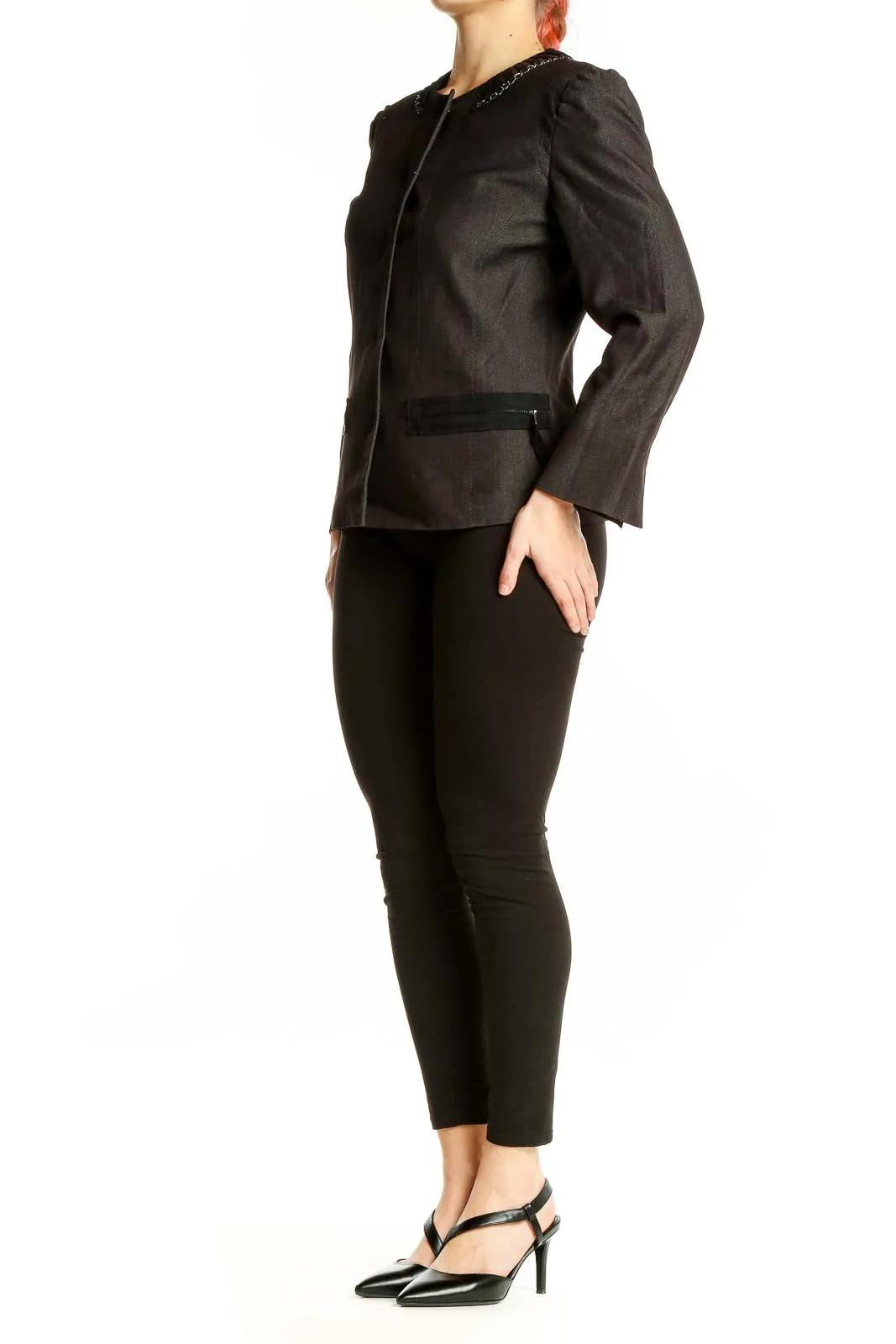 Black Embellished Collar Blazer