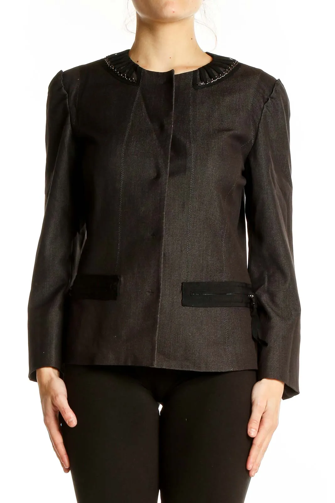 Black Embellished Collar Blazer
