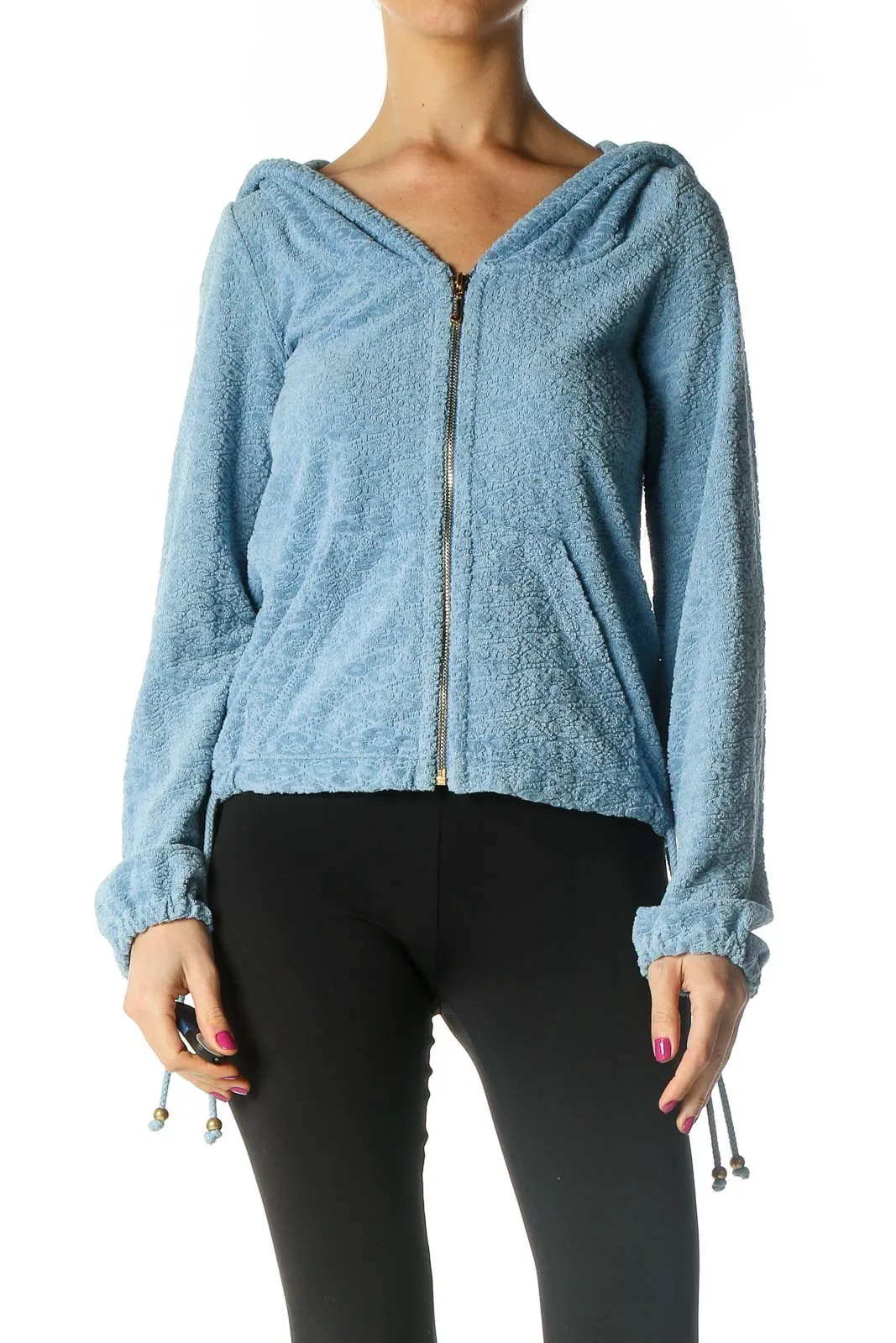 Blue Textured Sweatshirt