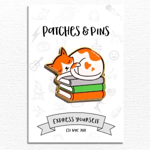 Cat Books Enamel Pin