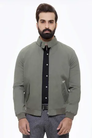 JACKET BAN COLLAR FULL SLEEVE GREEN