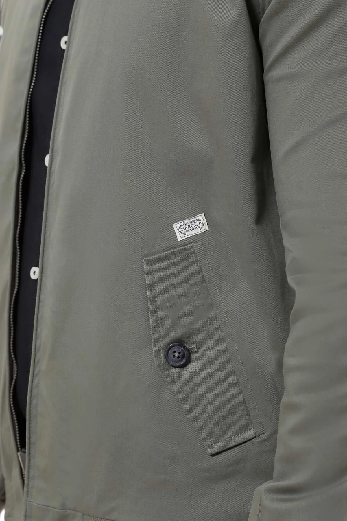 JACKET BAN COLLAR FULL SLEEVE GREEN