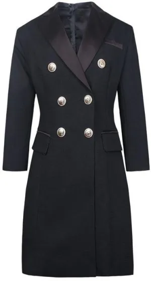 Long Black Double-Breasted Blazer