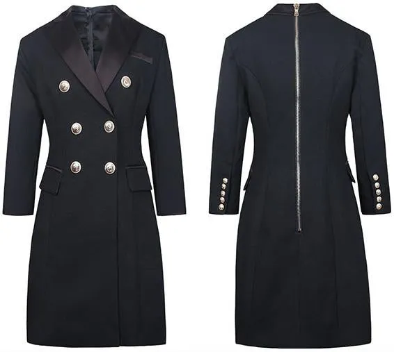 Long Black Double-Breasted Blazer