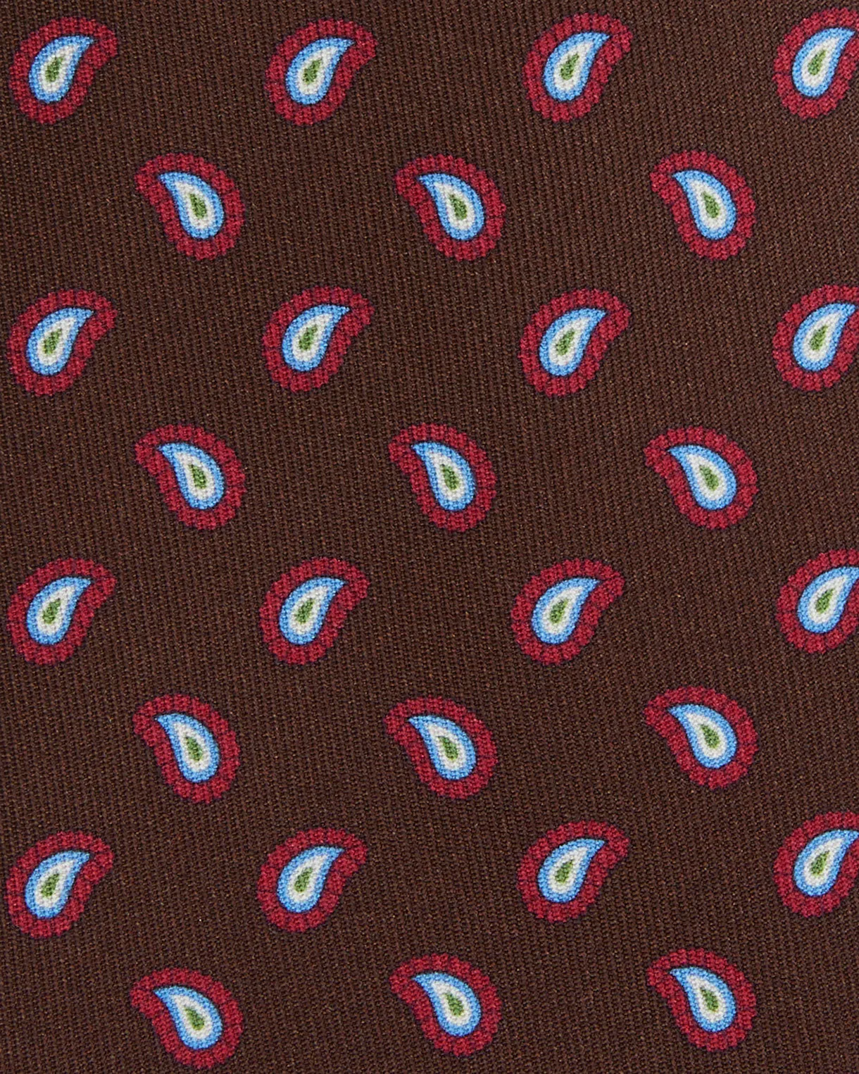 Silk Print Tie in Brown/Red/Sky Paisley