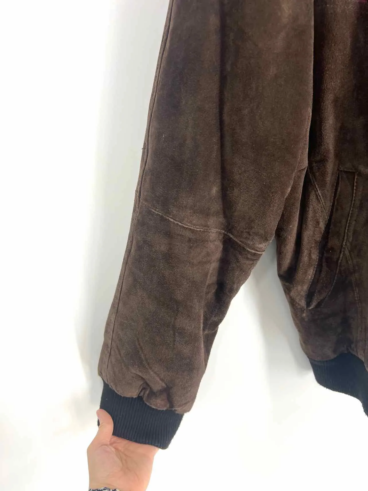 Size L Bk/Br/Rd Print Suede Jackets Jacket