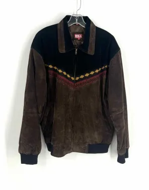 Size L Bk/Br/Rd Print Suede Jackets Jacket
