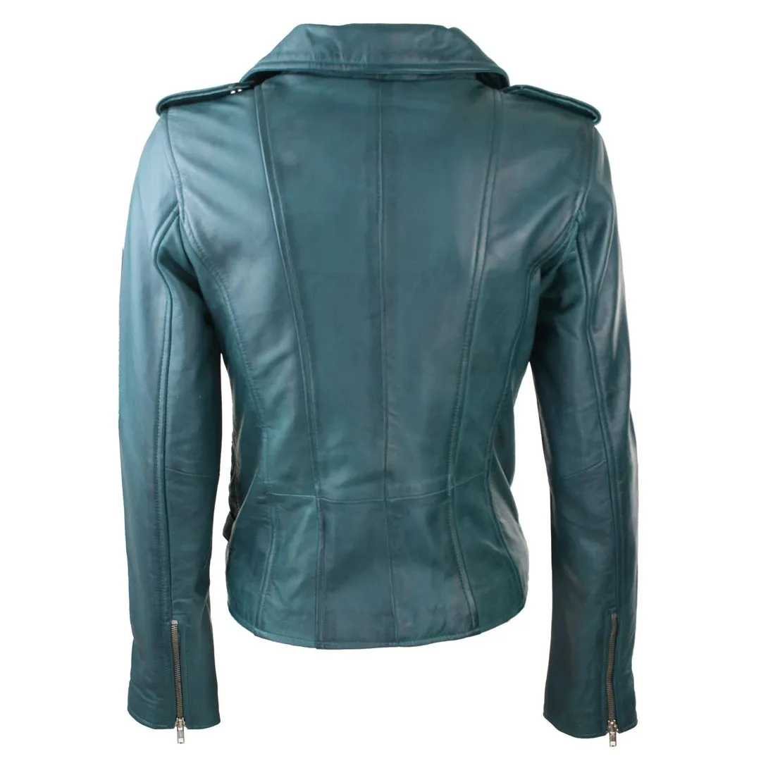 Women's Leather Short Biker Jacket