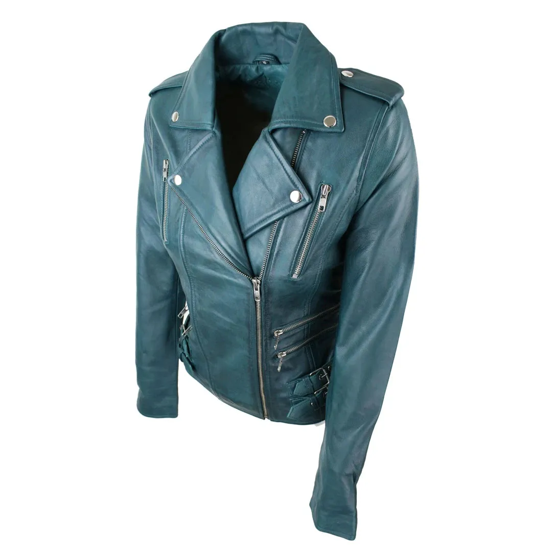 Women's Leather Short Biker Jacket