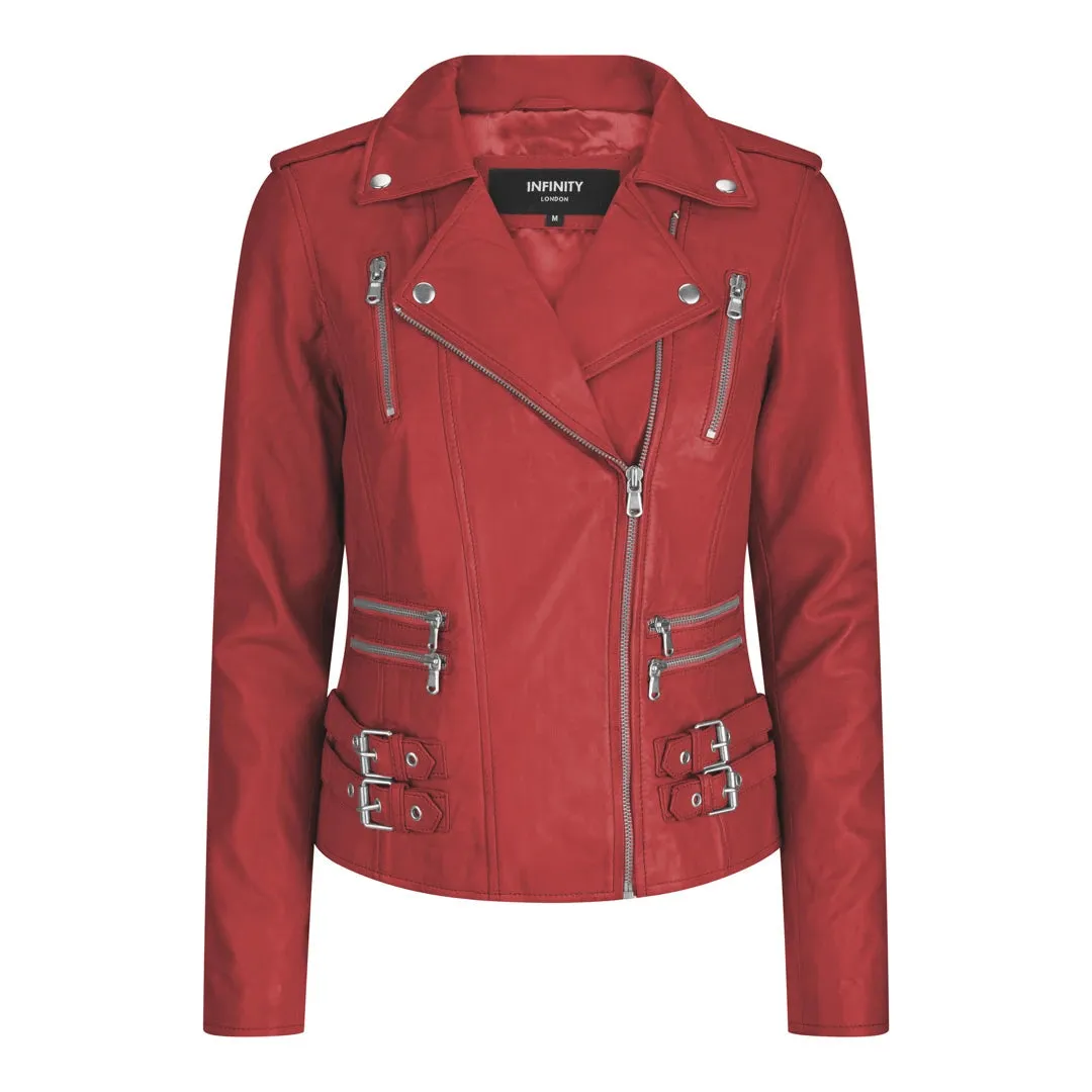 Women's Leather Short Biker Jacket