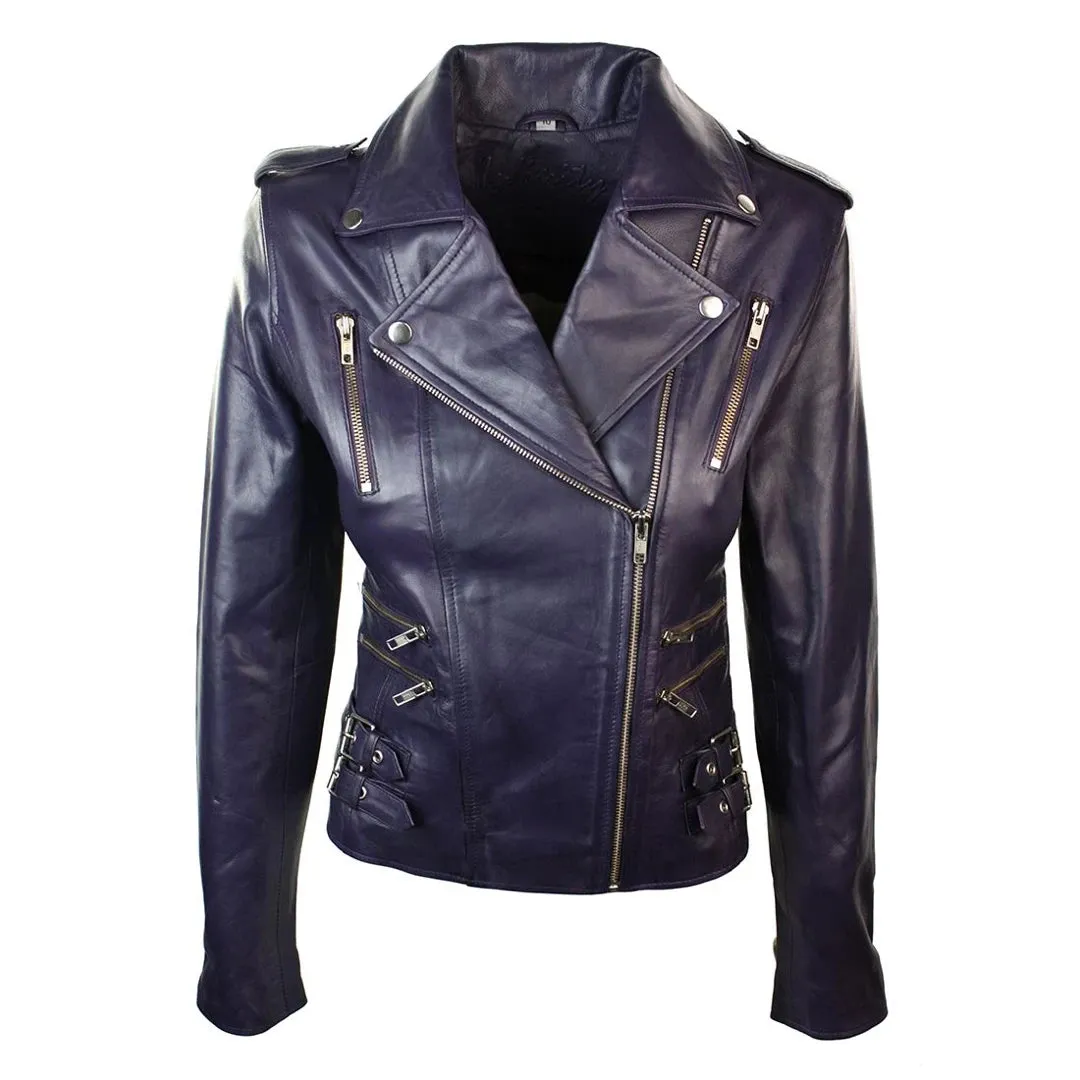 Women's Leather Short Biker Jacket