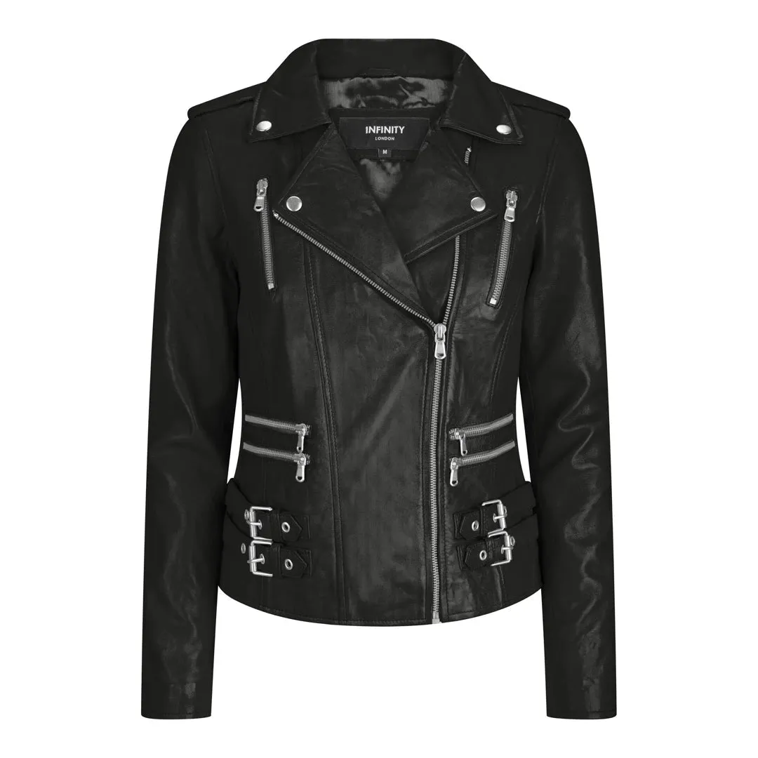 Women's Leather Short Biker Jacket