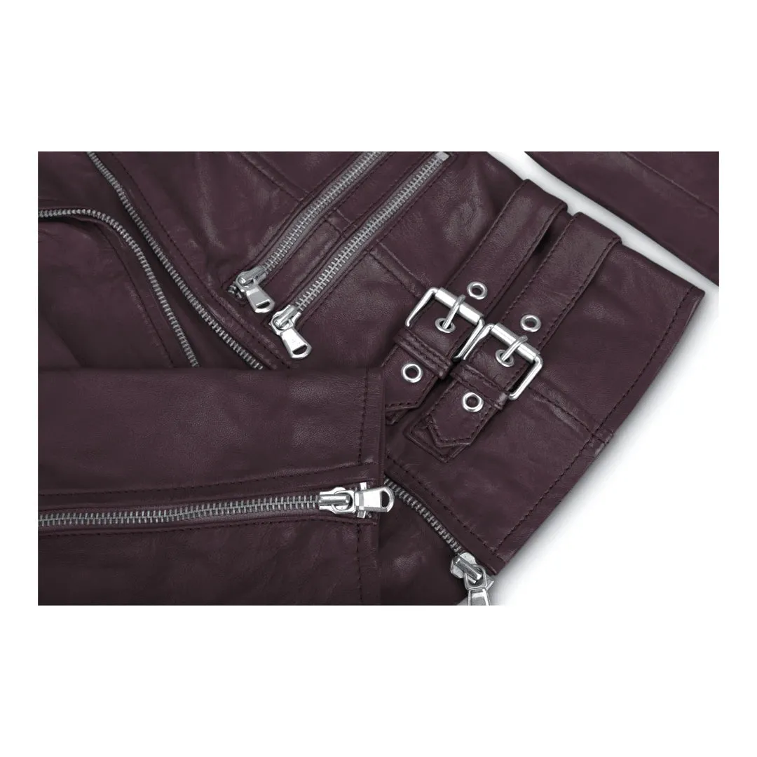 Women's Leather Short Biker Jacket
