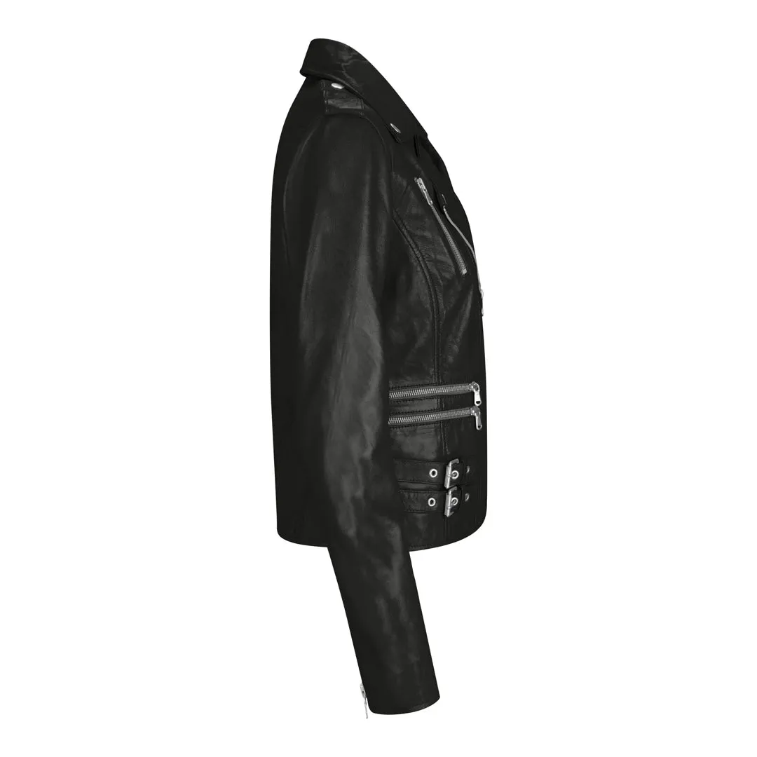 Women's Leather Short Biker Jacket