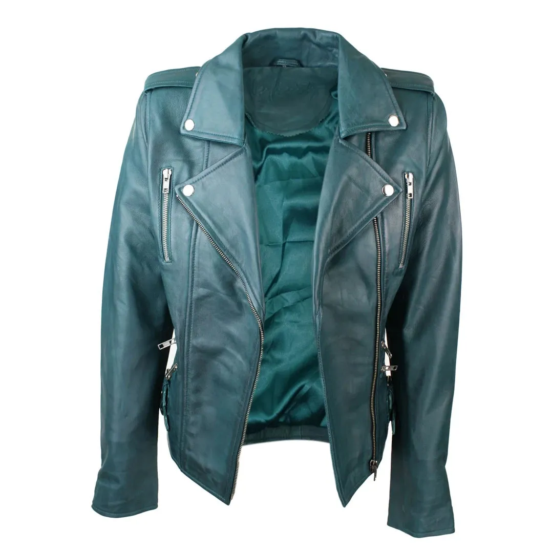 Women's Leather Short Biker Jacket