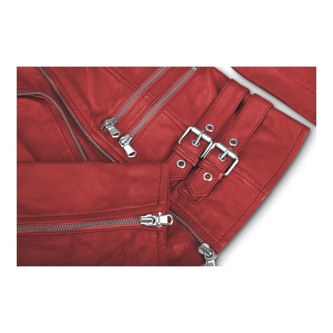 Women's Leather Short Biker Jacket