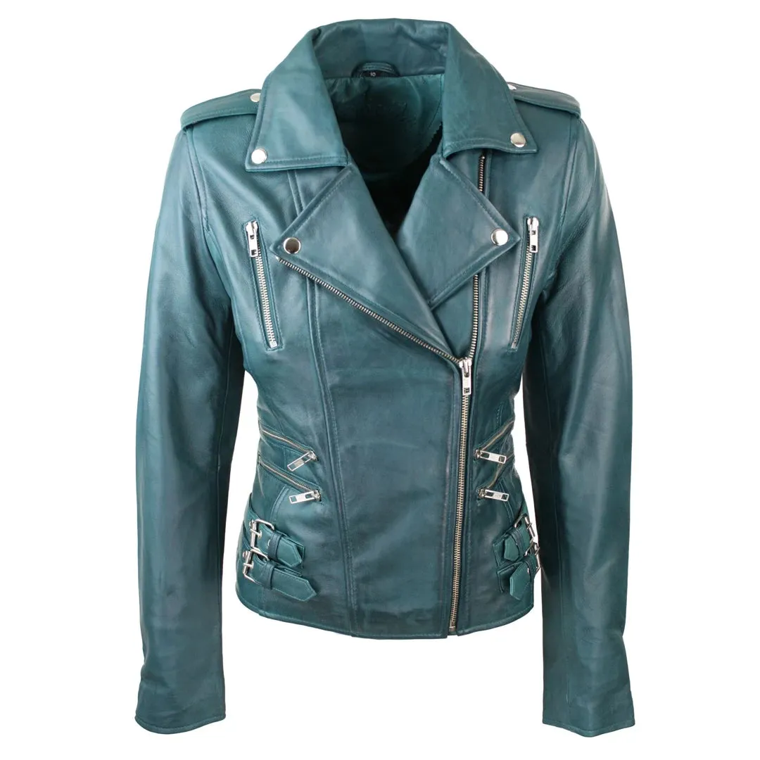 Women's Leather Short Biker Jacket